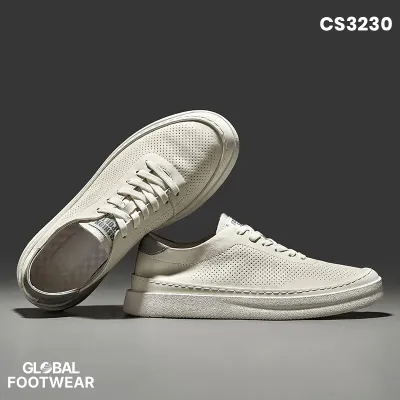 Genuine Leather Men's Hollow White Casual Shoes